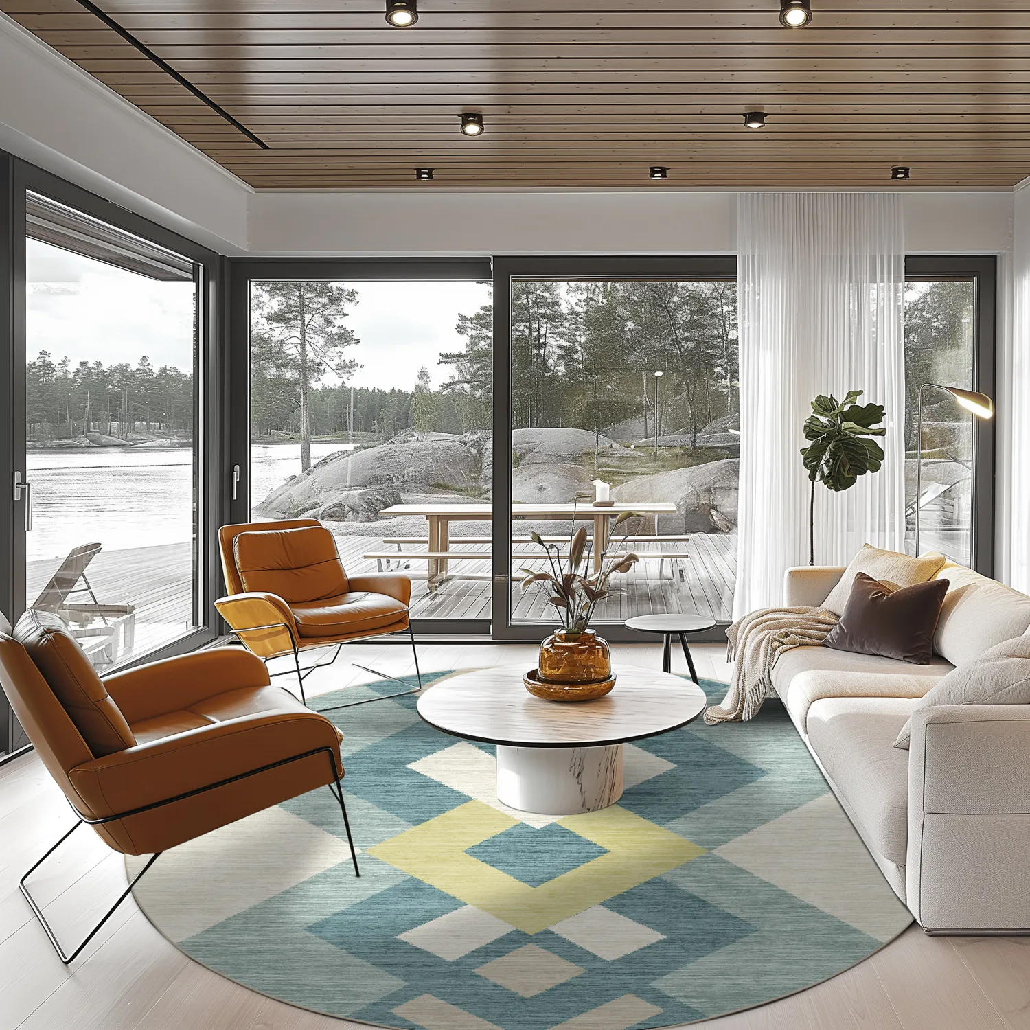 Round rug - Temara (blue/multi)