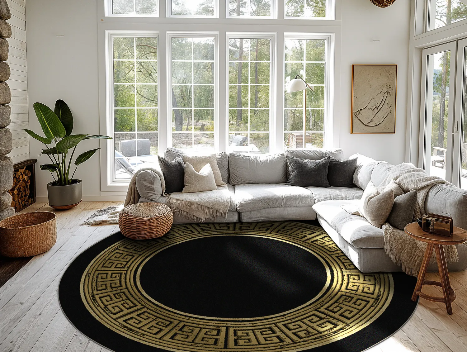 Round rug - Tilos (black/gold)