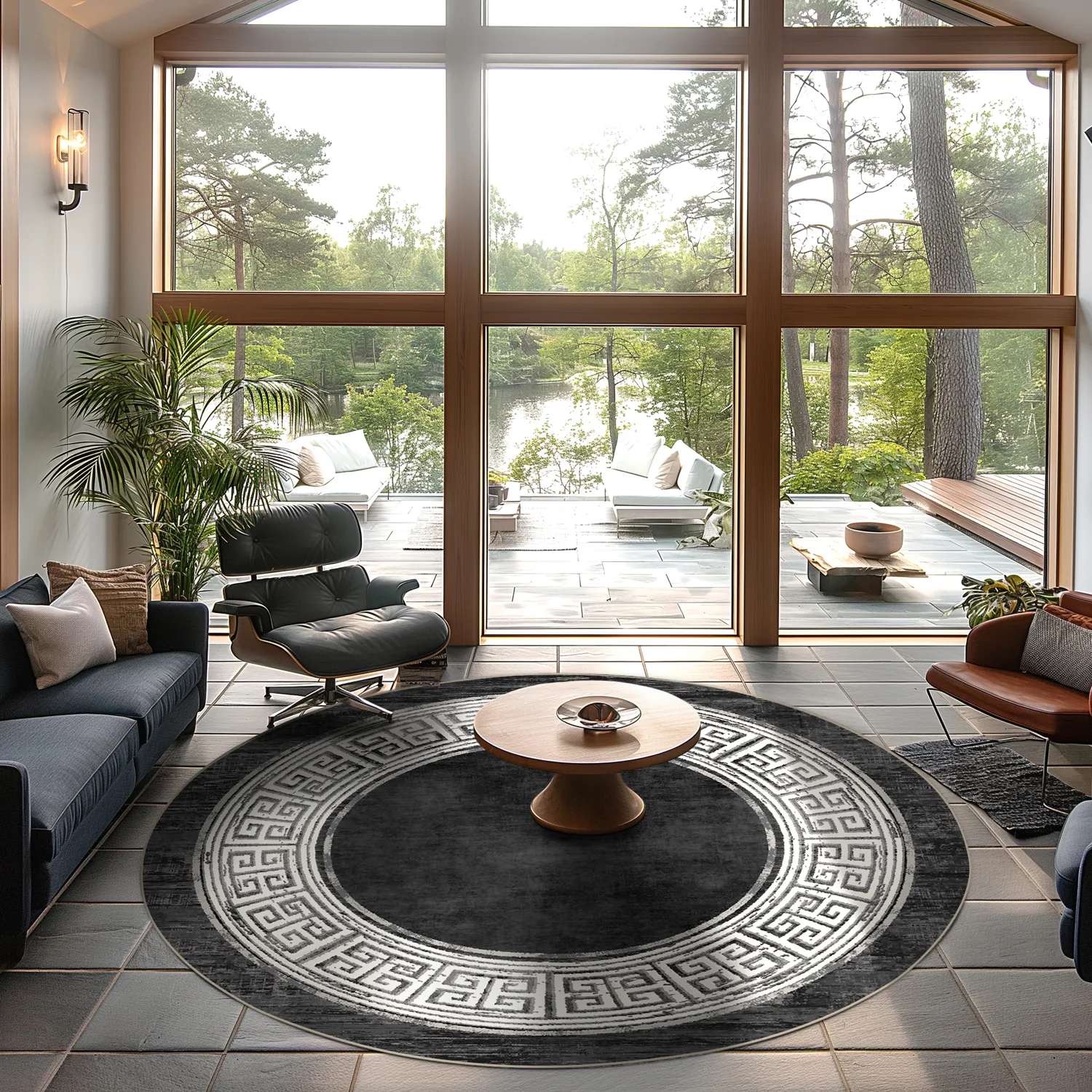 Round rug - Tilos (black/white)