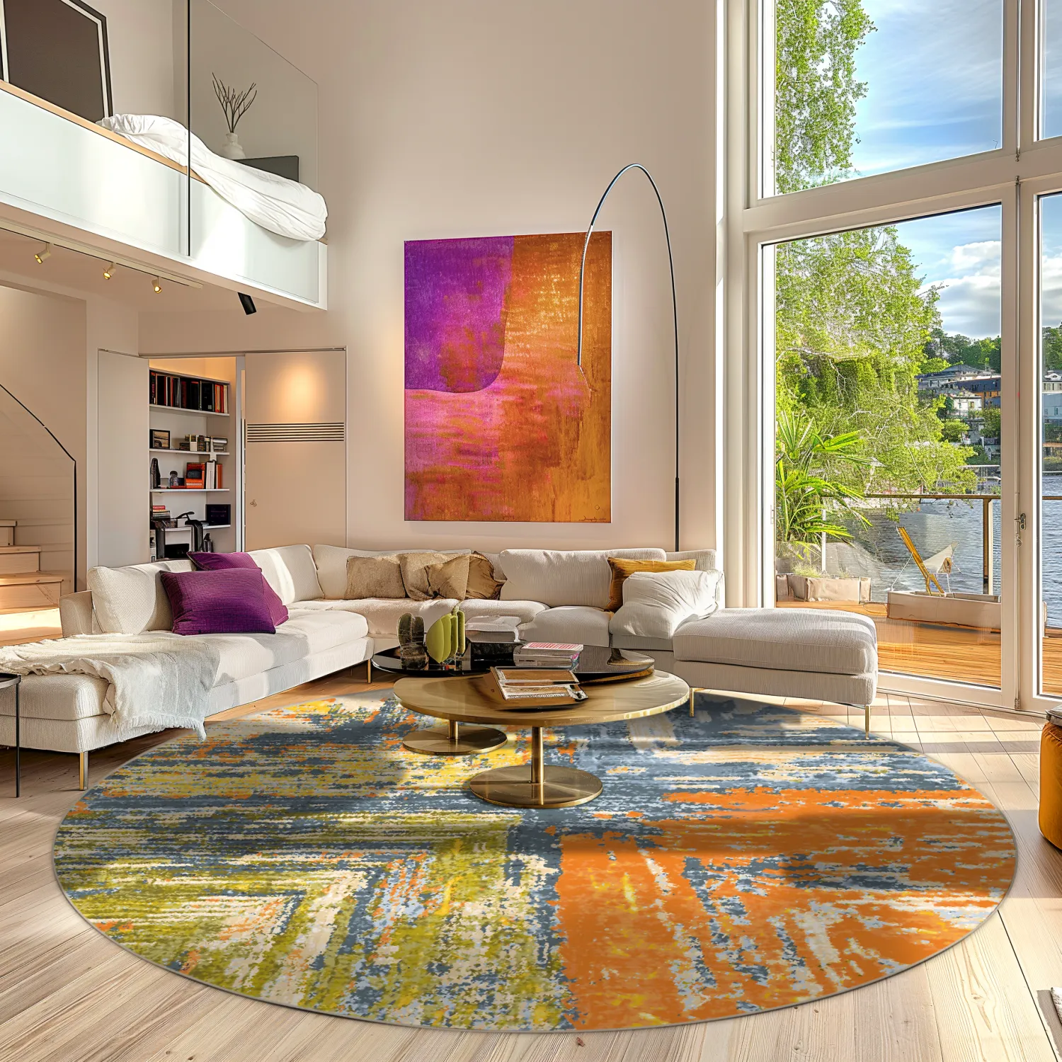 Round rug - Tizzano (orange/multi)
