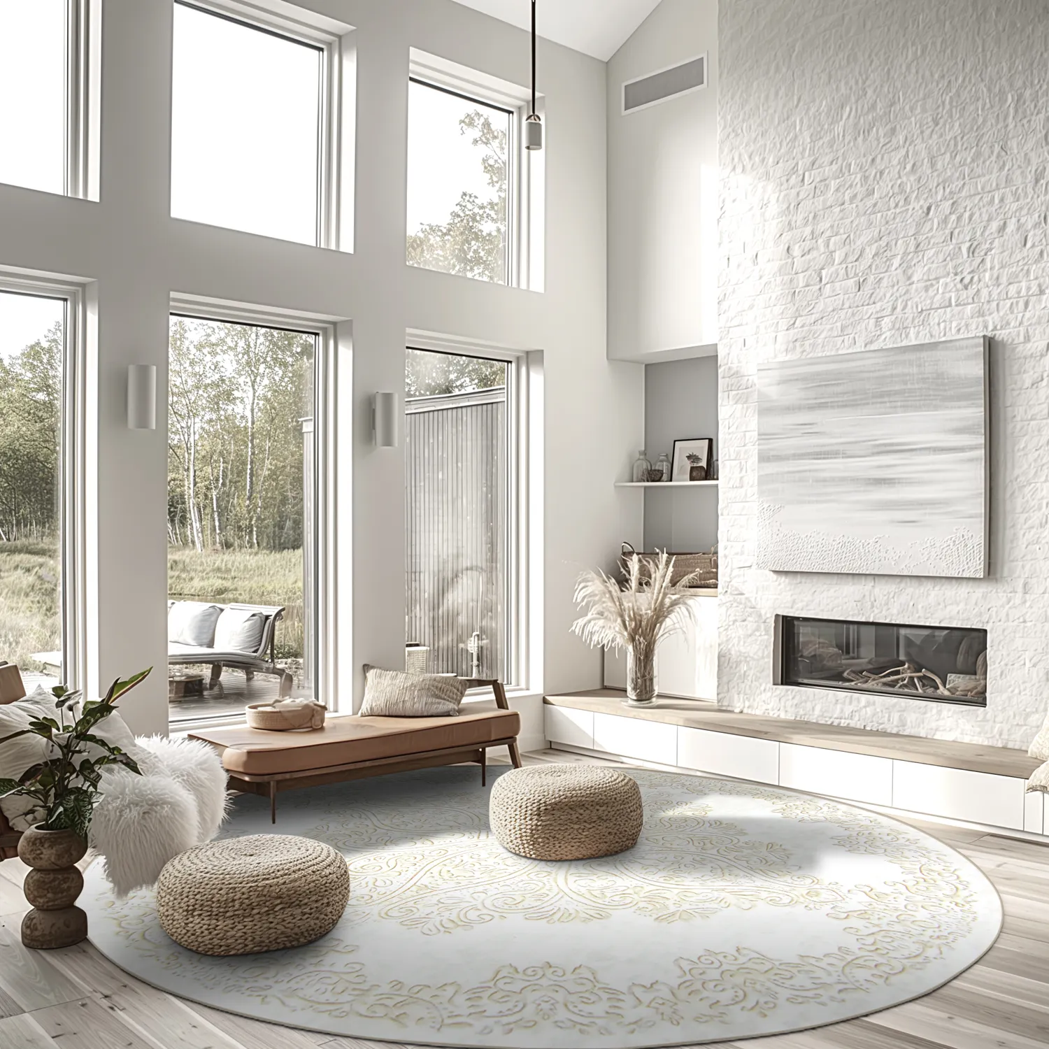 Round rug - Valenza (white/beige)