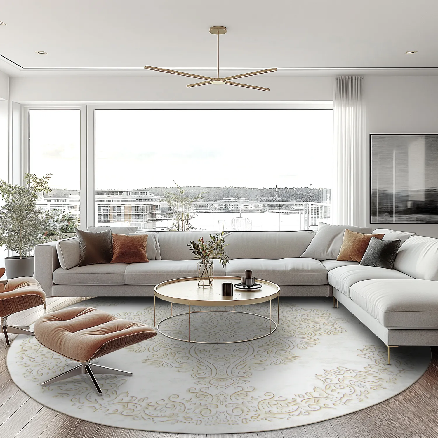 Round rug - Valenza (white/beige)