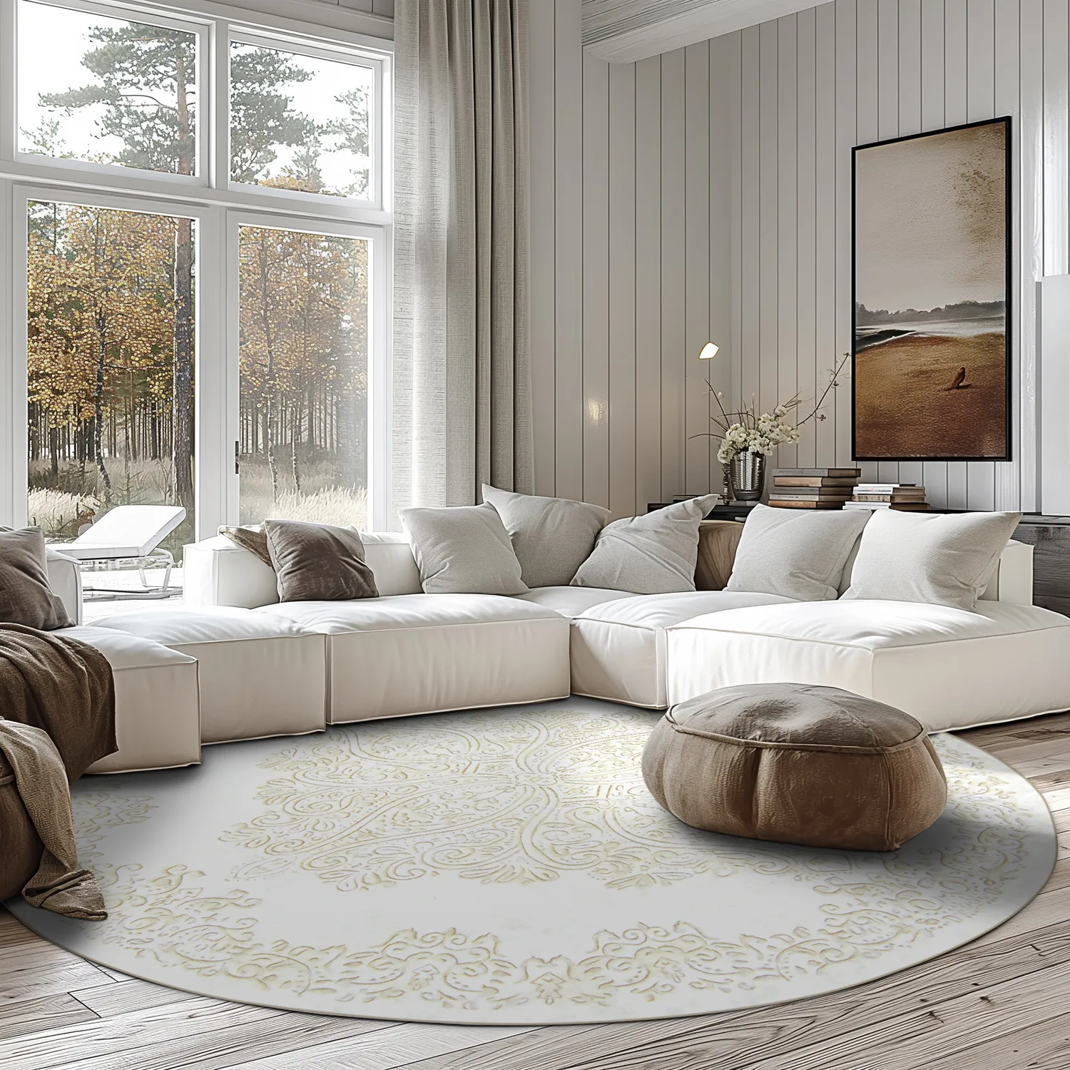 Round rug - Valenza (white/beige)