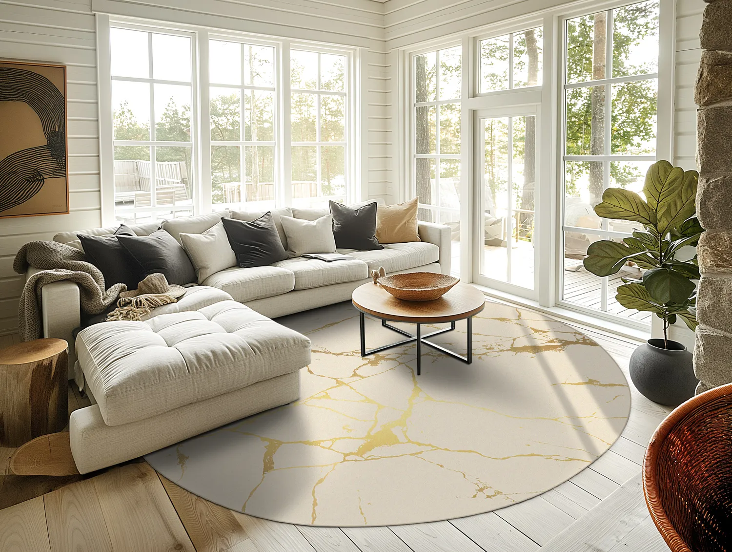 Round rug - Vieste (beige/gold)