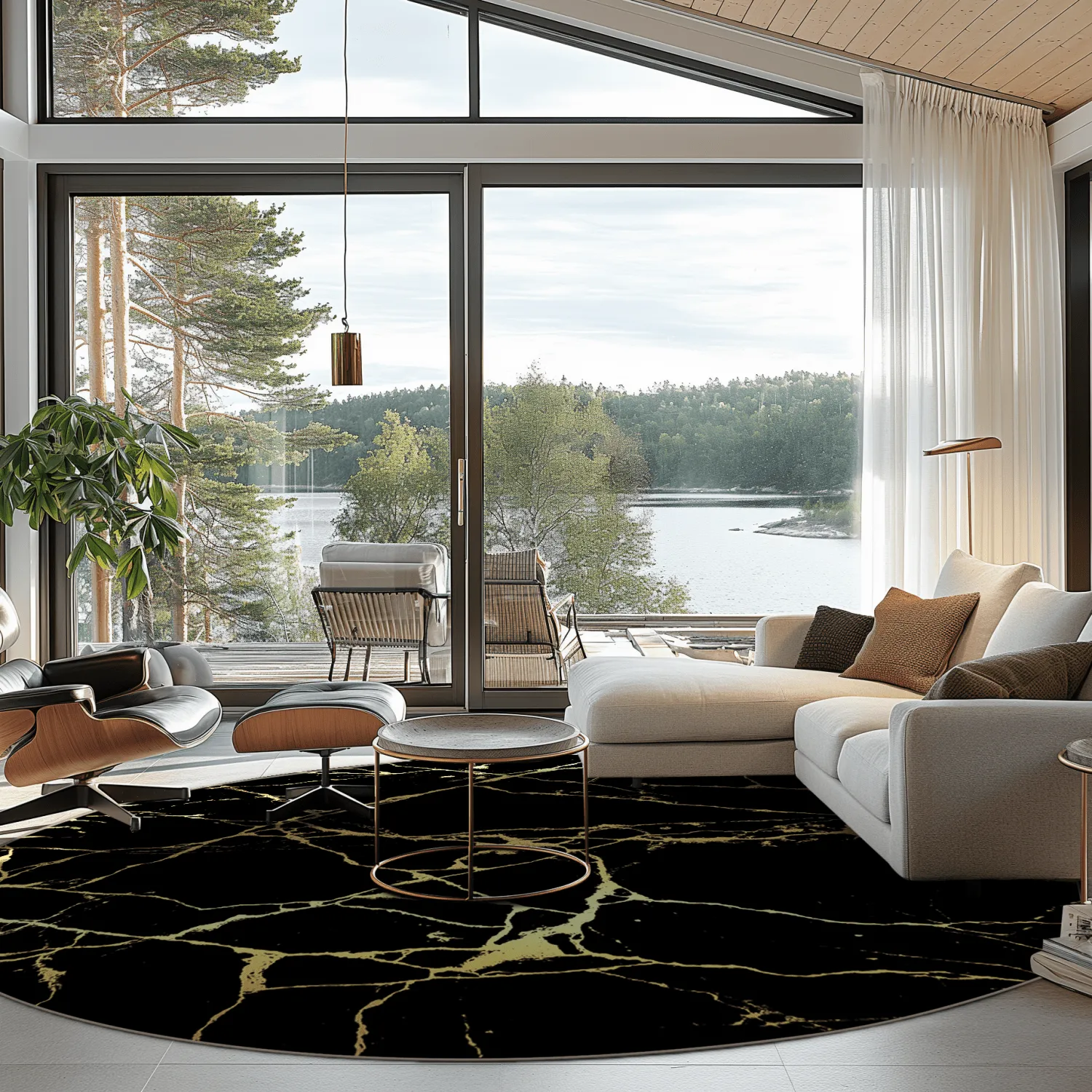 Round rug - Vieste (black/gold)