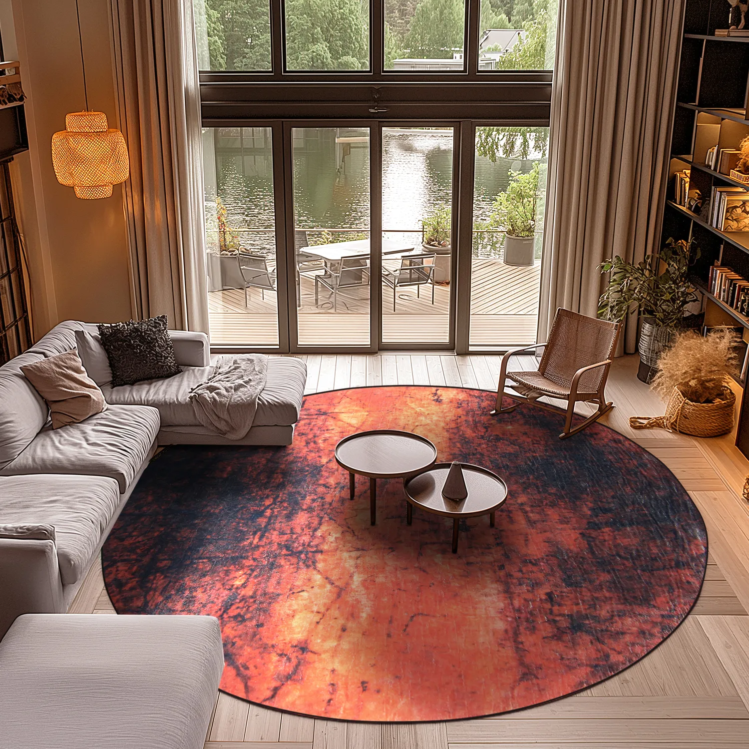 Round rug - Wells (orange)