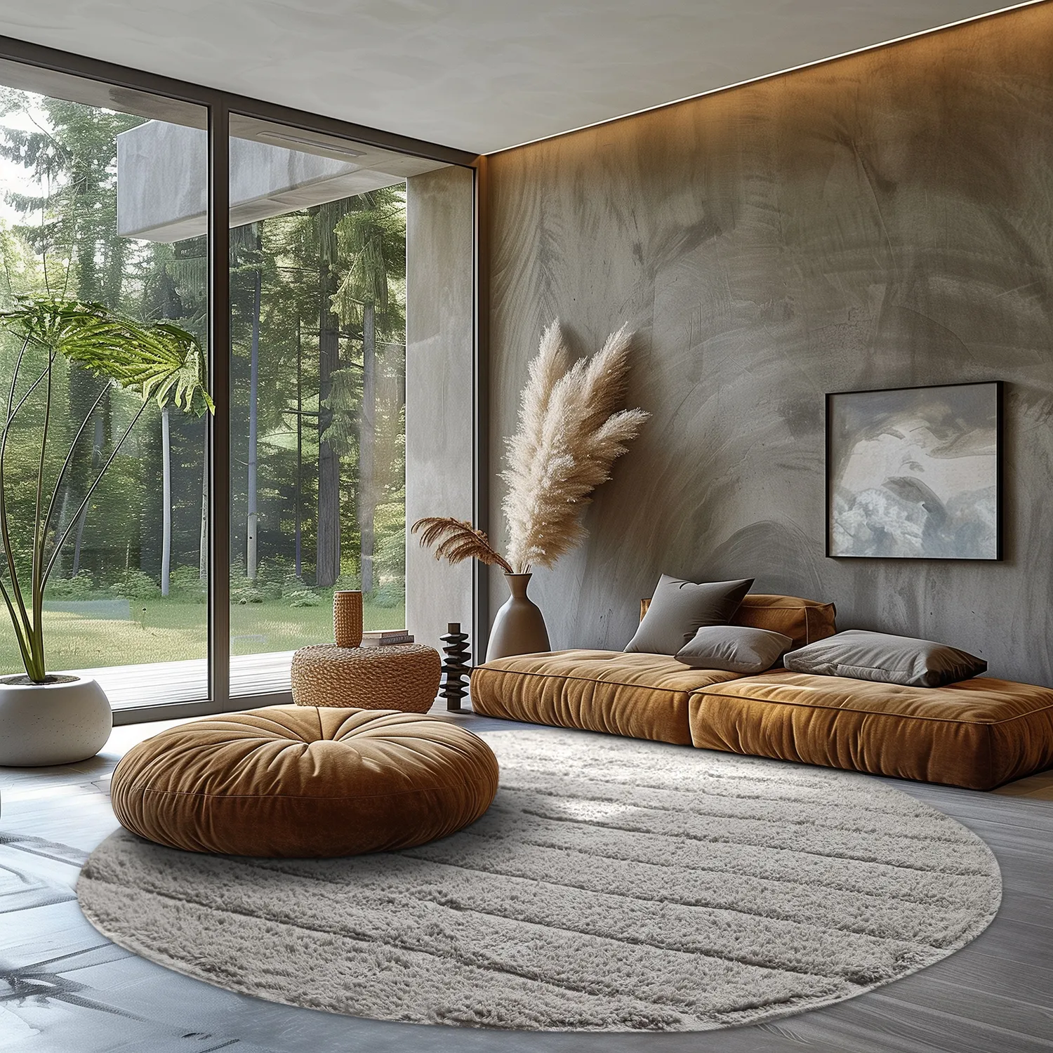 Round rug - Willow Natural Cotton Shaggy (greige)