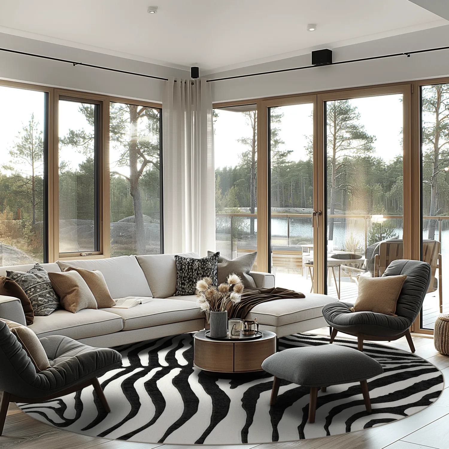 Round rug - Zebra (black/white)