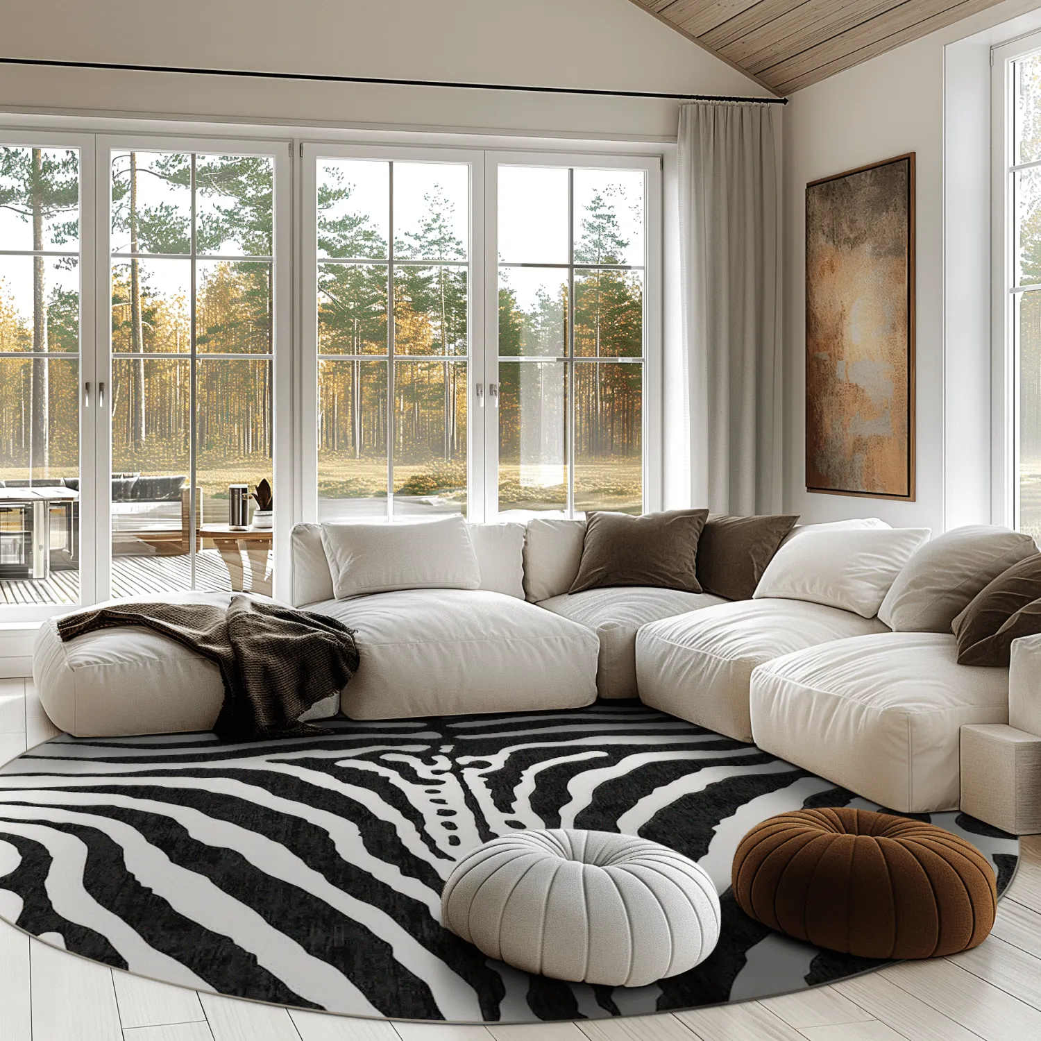 Round rug - Zebra (black/white)