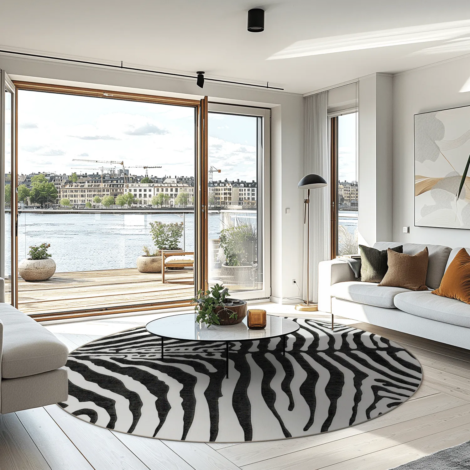 Round rug - Zebra (black/white)