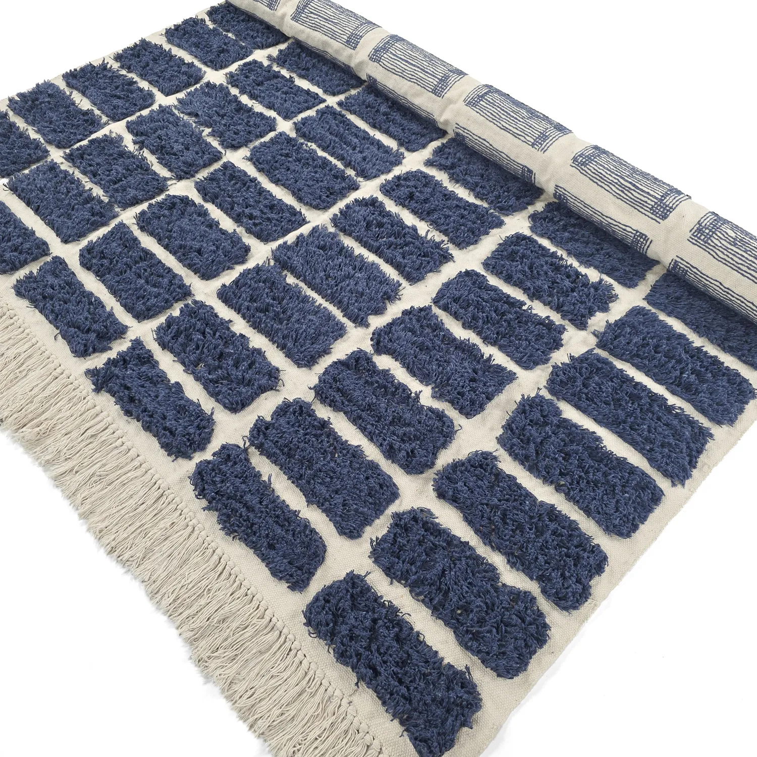 Shaggy rugs - Zola Natural Cotton Shaggy (blue)