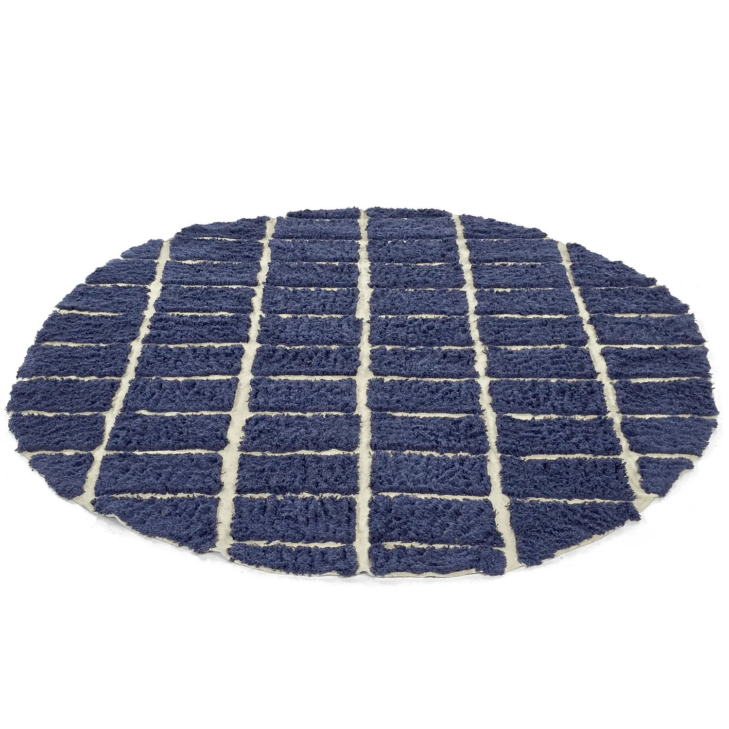Round rug - Zola Natural Cotton Shaggy (blue)