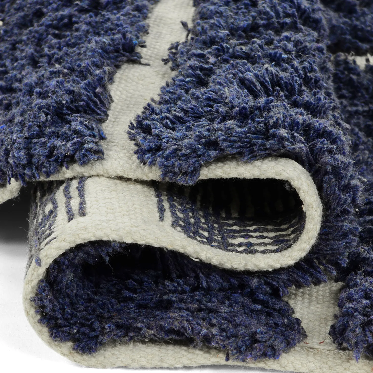 Round rug - Zola Natural Cotton Shaggy (blue)