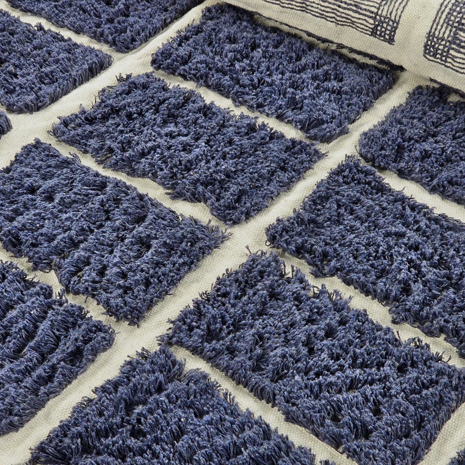 Round rug - Zola Natural Cotton Shaggy (blue)
