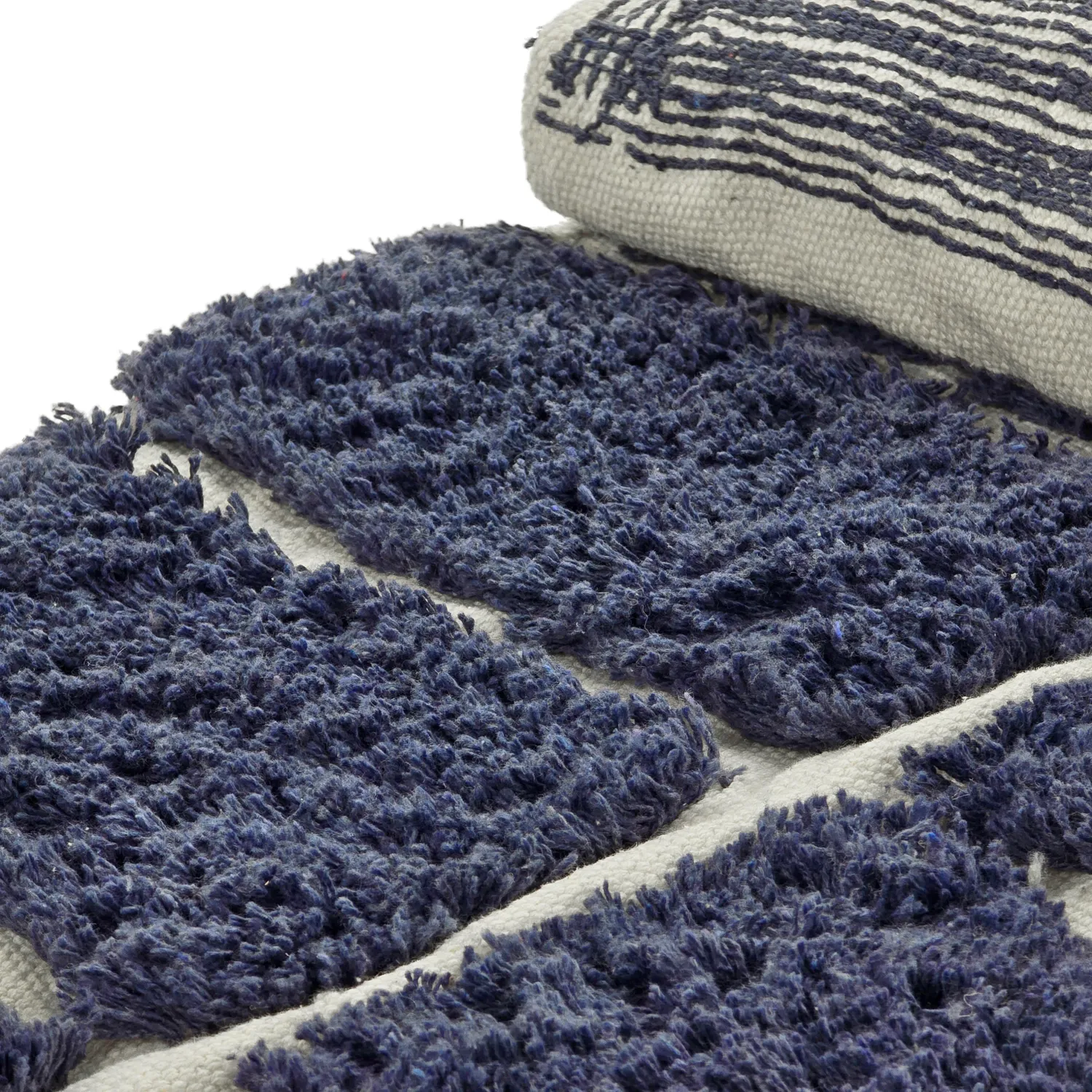 Round rug - Zola Natural Cotton Shaggy (blue)