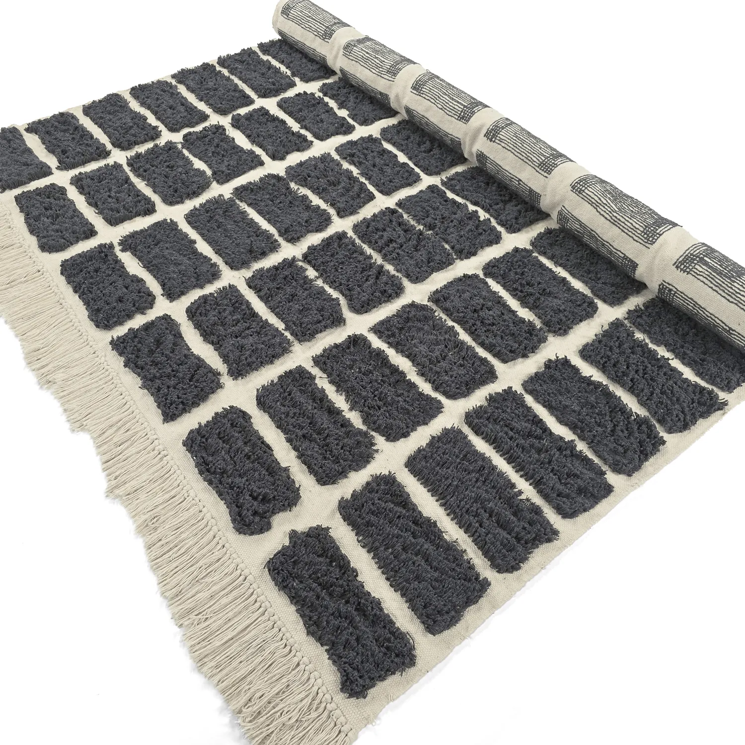 Shaggy rugs - Zola Natural Cotton Shaggy (dark grey)