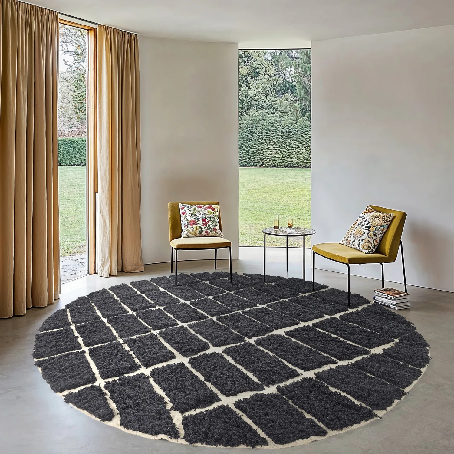 Round rug - Zola Natural Cotton Shaggy (dark grey)