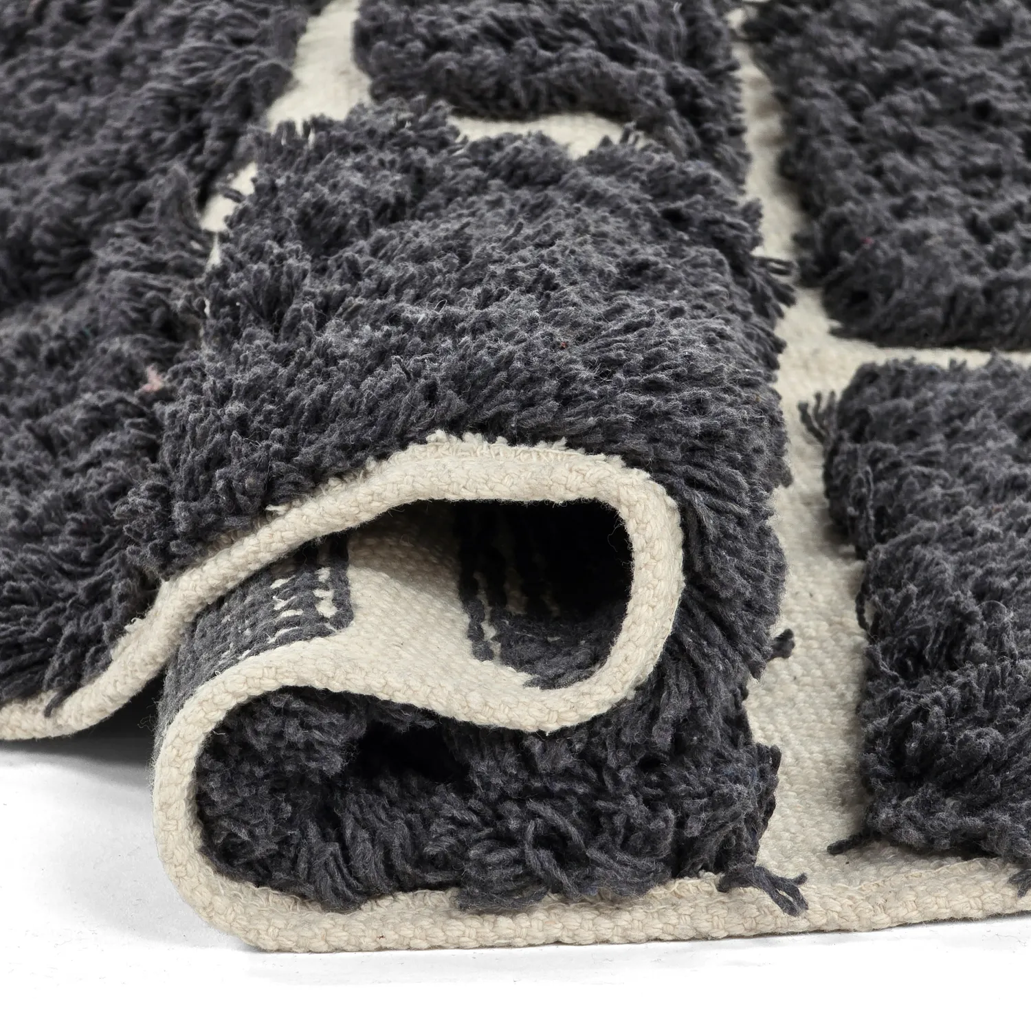 Round rug - Zola Natural Cotton Shaggy (dark grey)