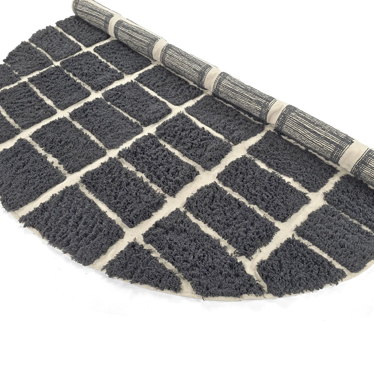 Round rug - Zola Natural Cotton Shaggy (dark grey)