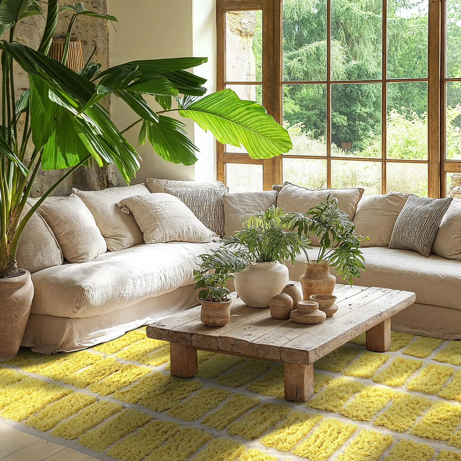 Shaggy rugs - Zola Natural Cotton Shaggy (yellow)