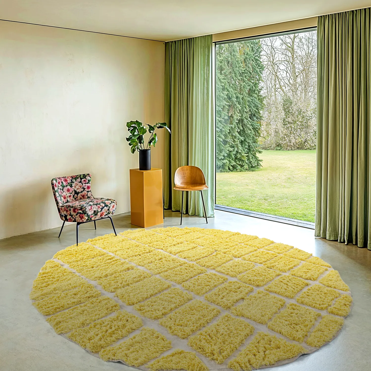 Round rug - Zola Natural Cotton Shaggy (yellow)