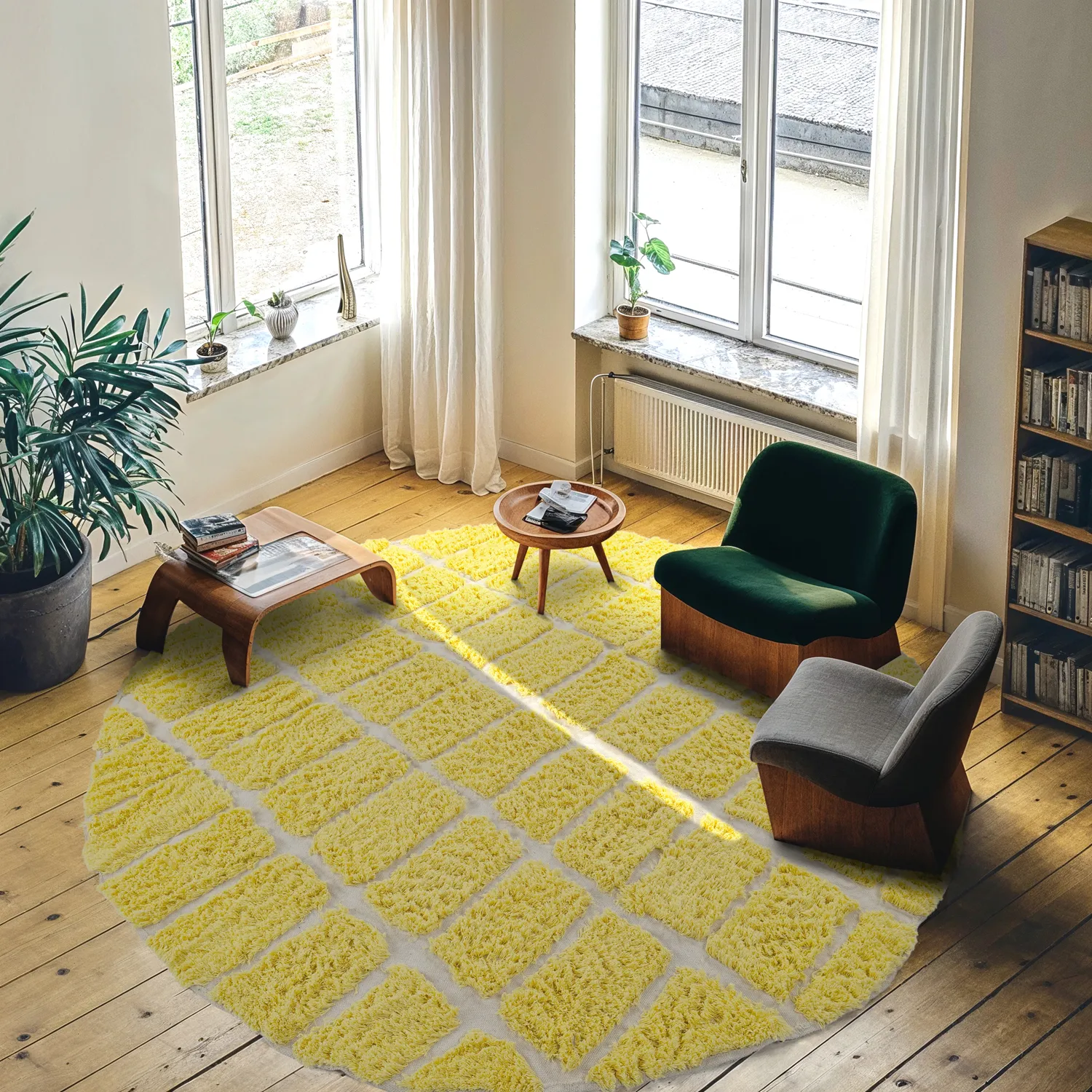 Round rug - Zola Natural Cotton Shaggy (yellow)