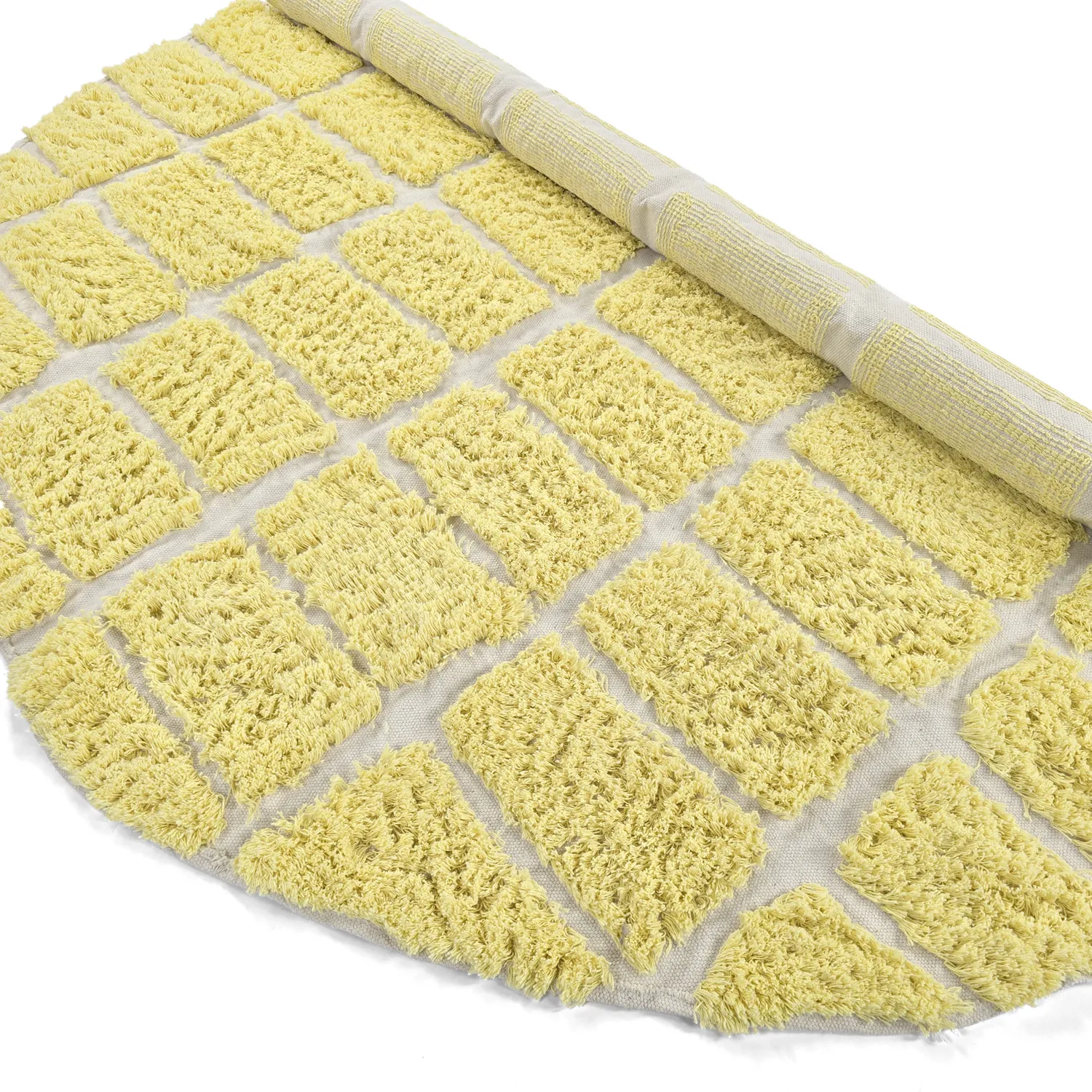 Round rug - Zola Natural Cotton Shaggy (yellow)