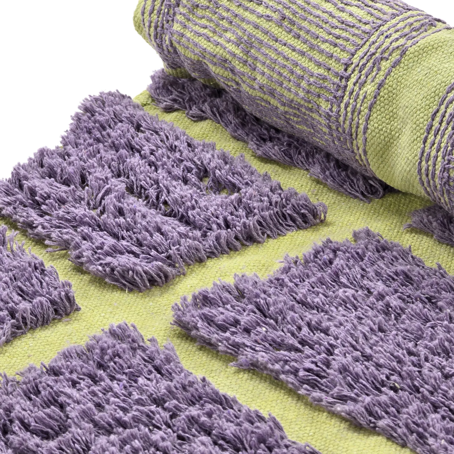 Round rug - Zola Natural Cotton Shaggy (purple)