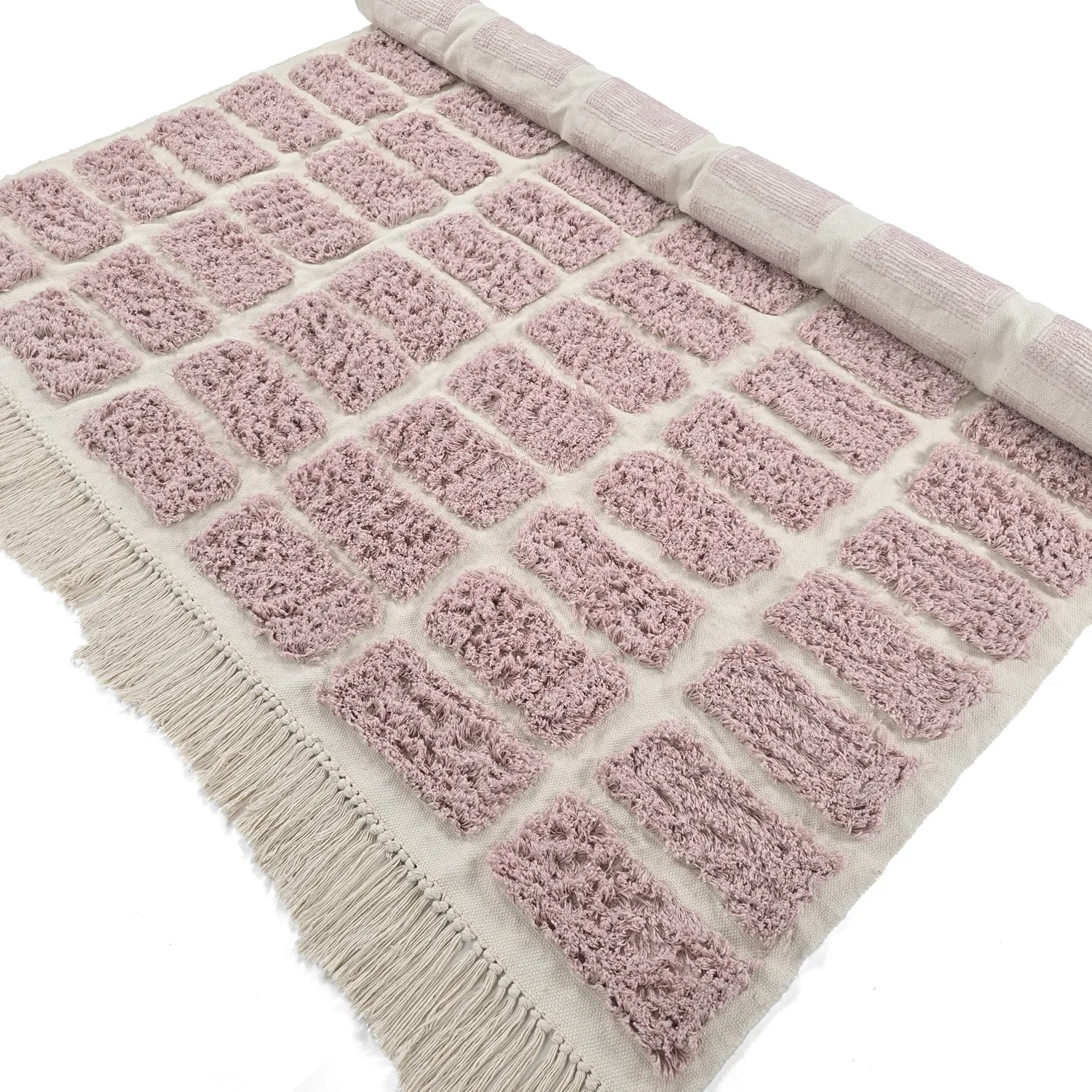 Shaggy rugs - Zola Natural Cotton Shaggy (pink)