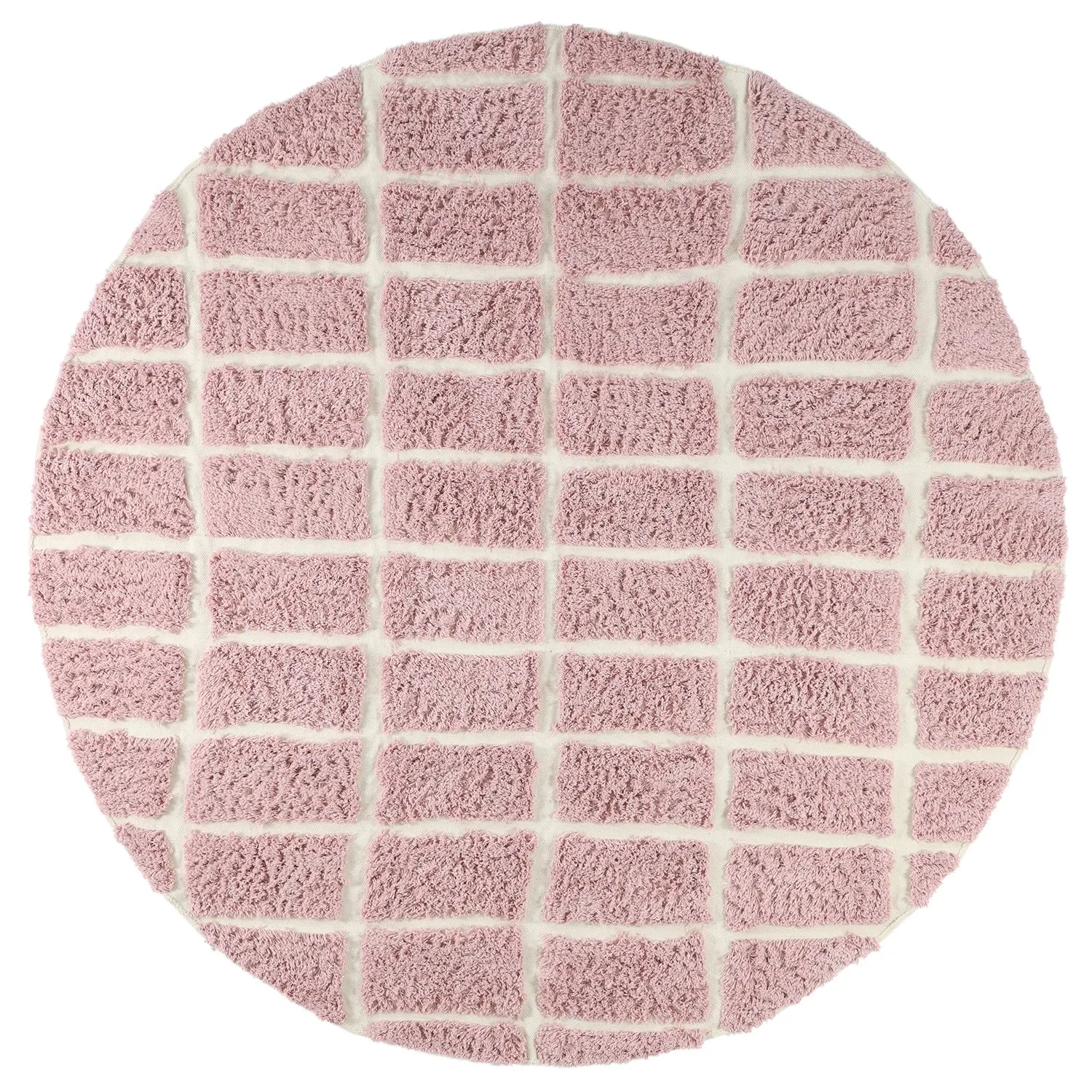 Round rug - Zola Natural Cotton Shaggy (pink)