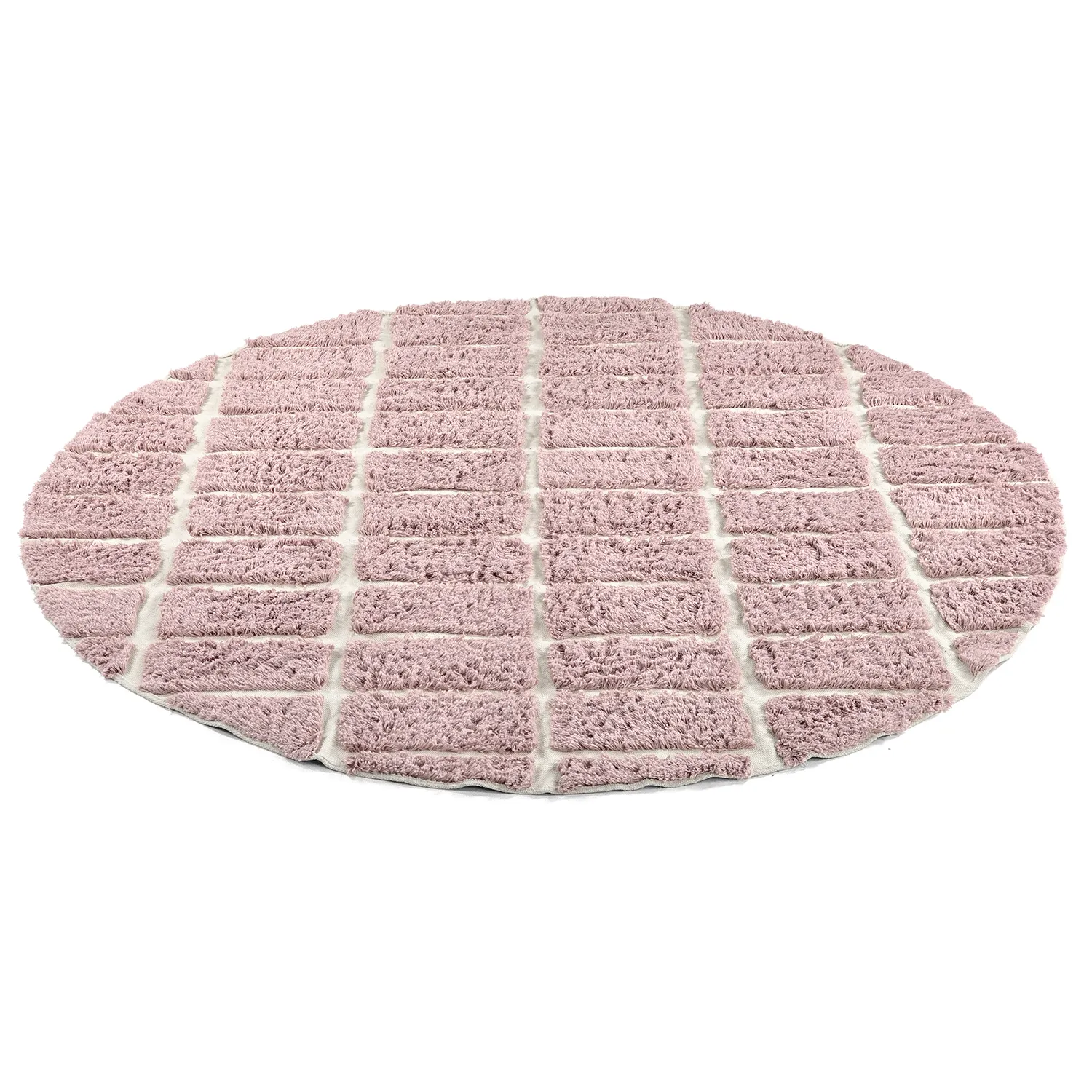 Round rug - Zola Natural Cotton Shaggy (pink)