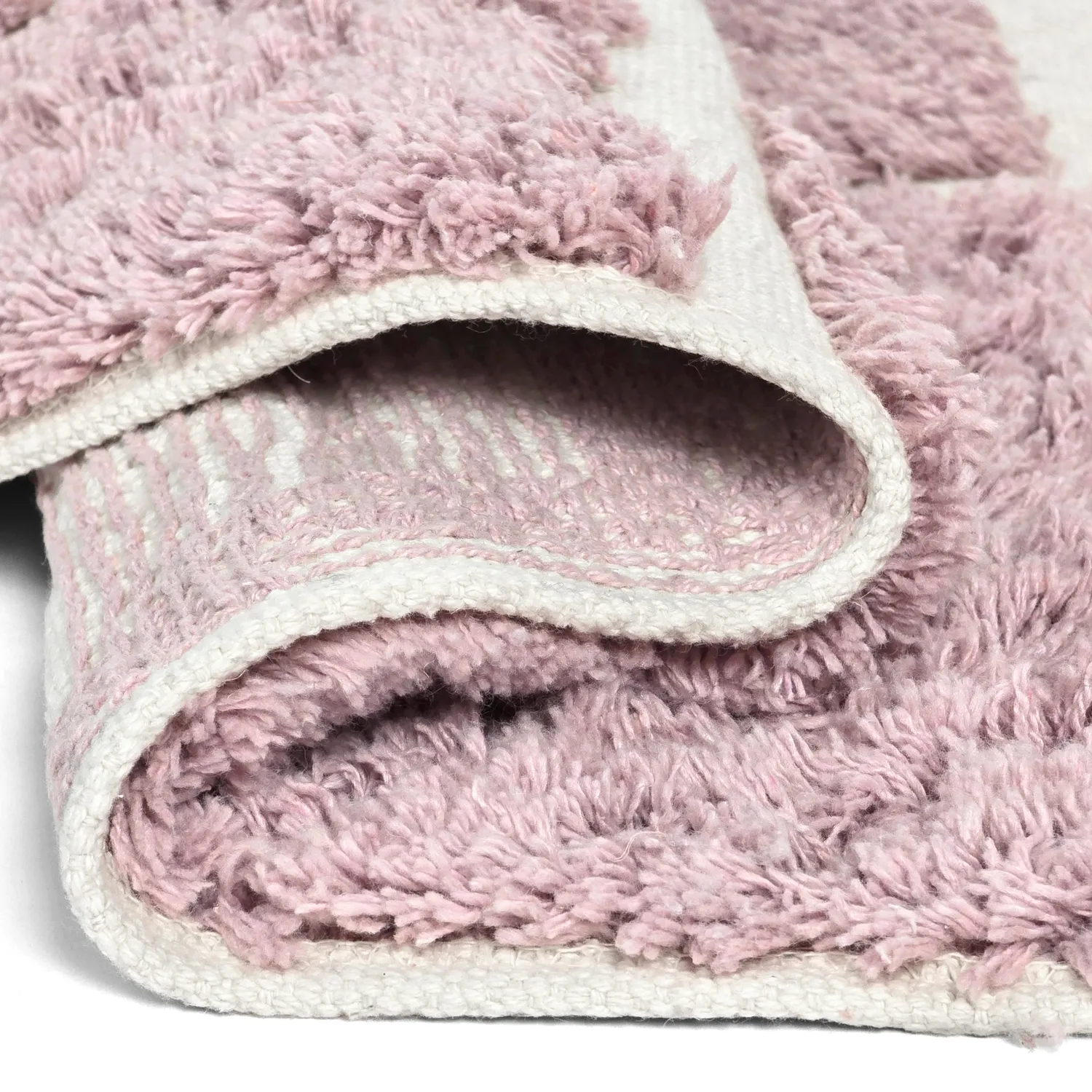 Round rug - Zola Natural Cotton Shaggy (pink)
