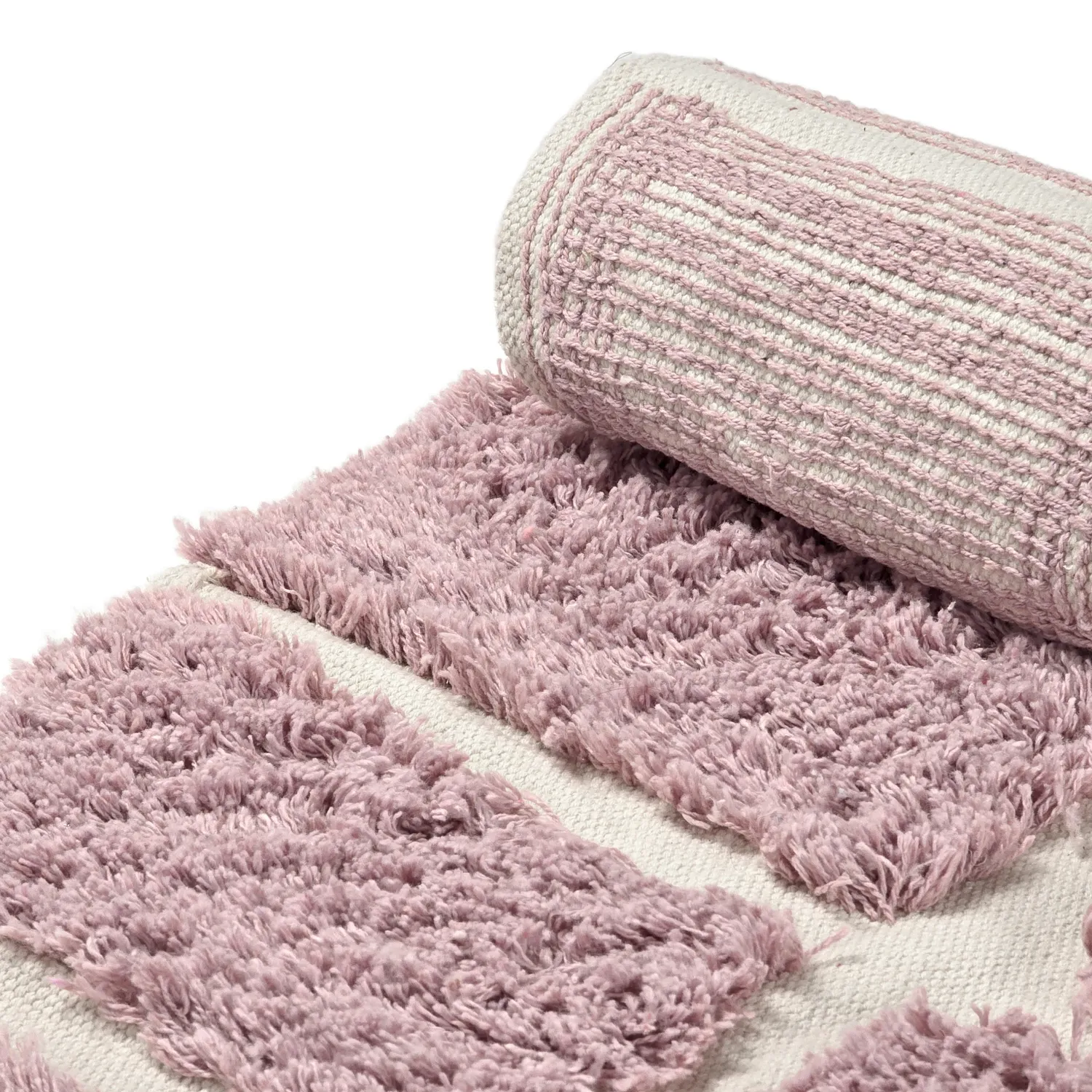 Round rug - Zola Natural Cotton Shaggy (pink)