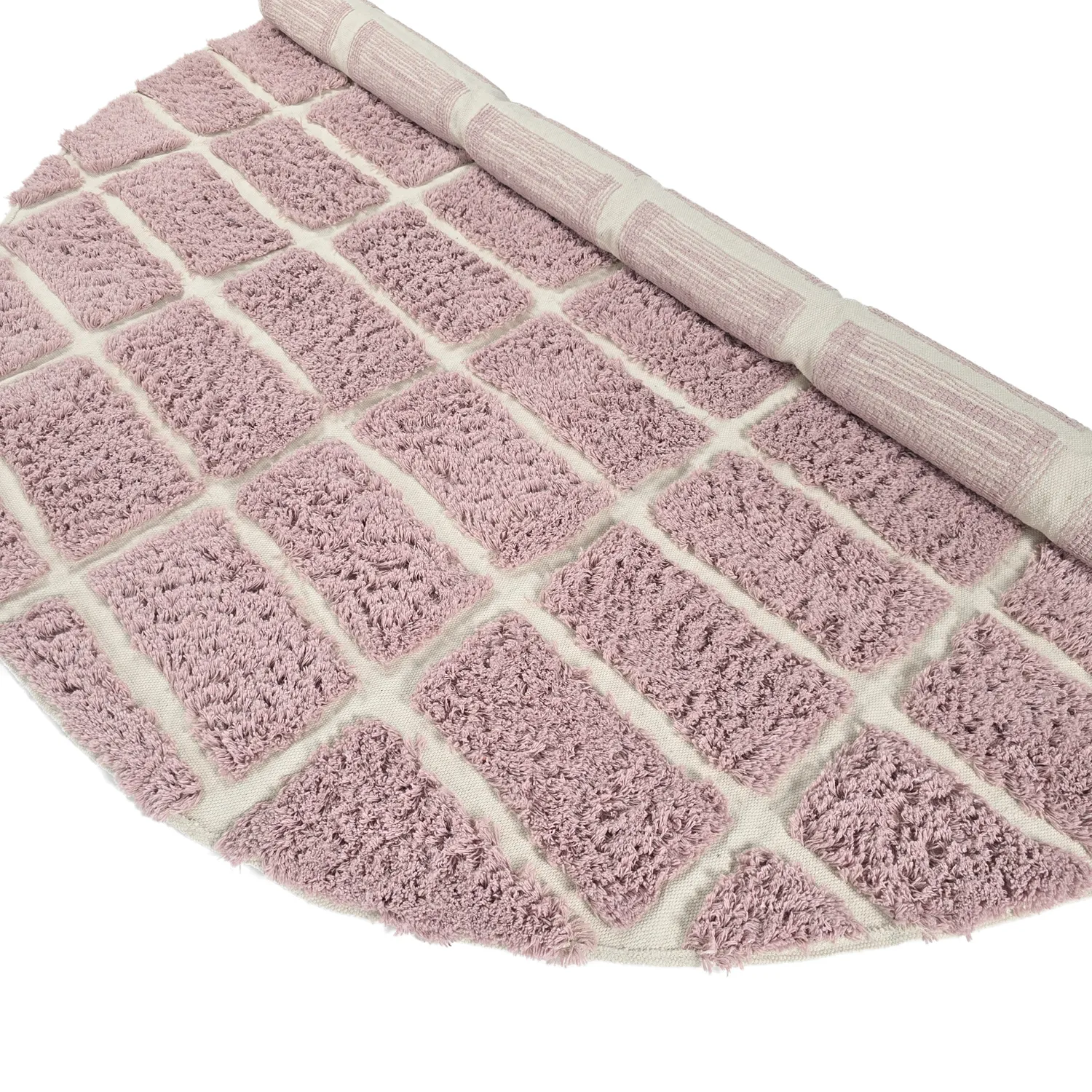 Round rug - Zola Natural Cotton Shaggy (pink)