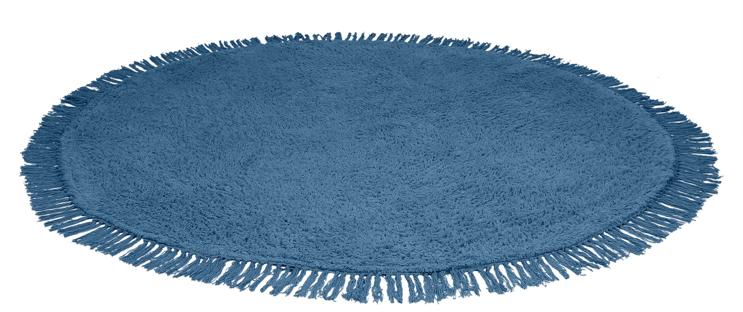Round rug - Alba Natural Cotton Shaggy (blue)