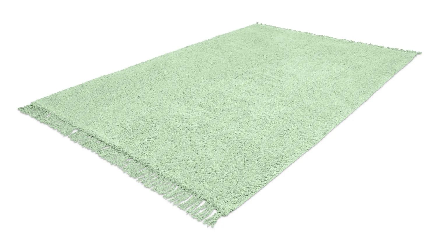 Shaggy rugs - Alba Natural Cotton Shaggy (light green)