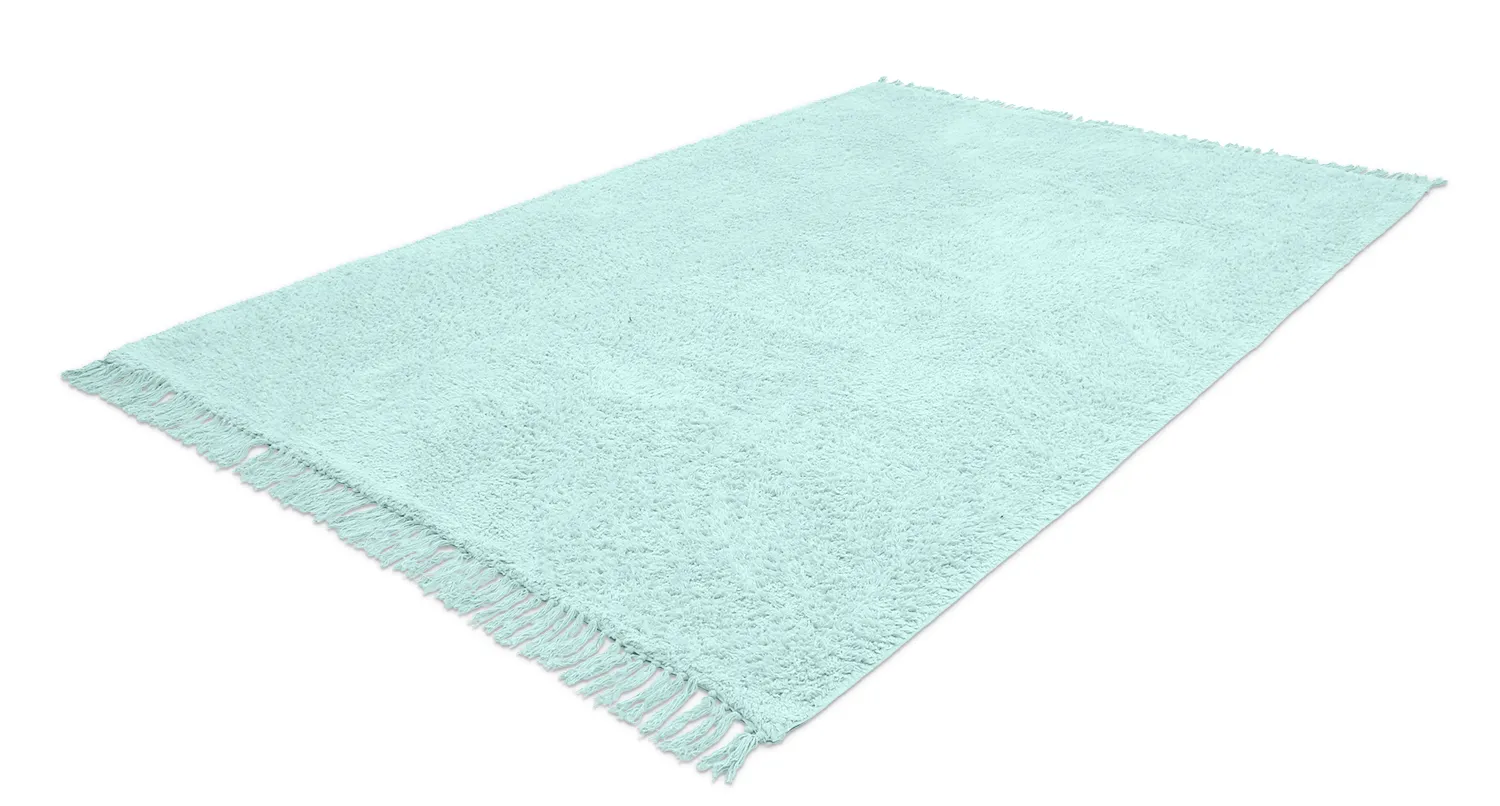 Shaggy rugs - Alba Natural Cotton Shaggy (turquoise)
