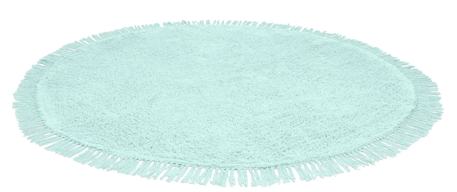 Round rug - Alba Natural Cotton Shaggy (turquoise)