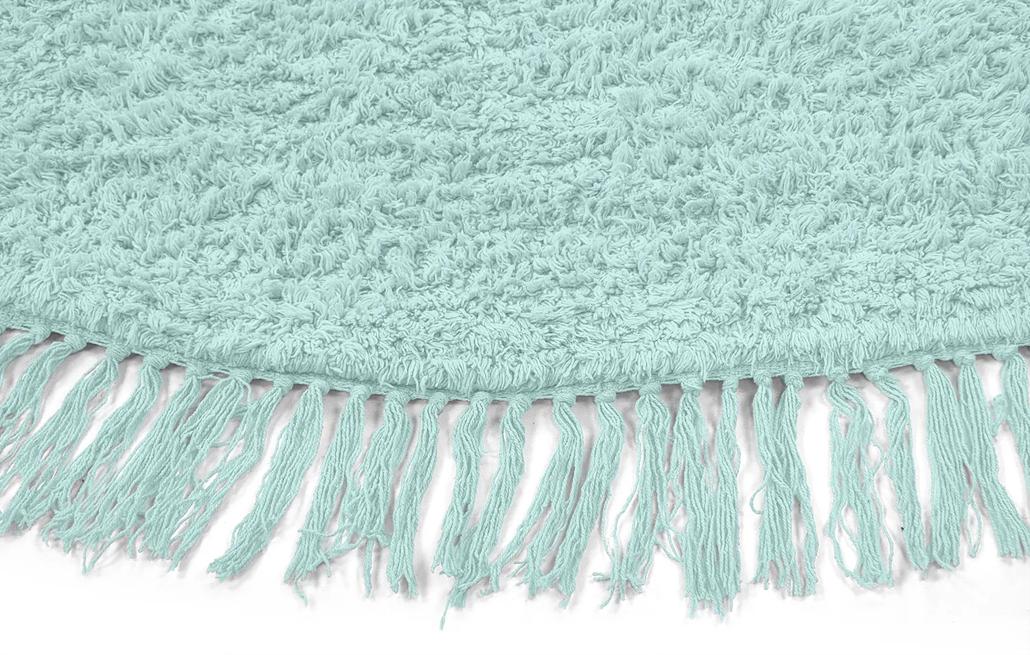 Round rug - Alba Natural Cotton Shaggy (turquoise)