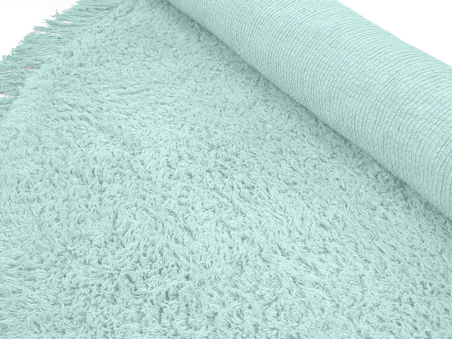 Round rug - Alba Natural Cotton Shaggy (turquoise)