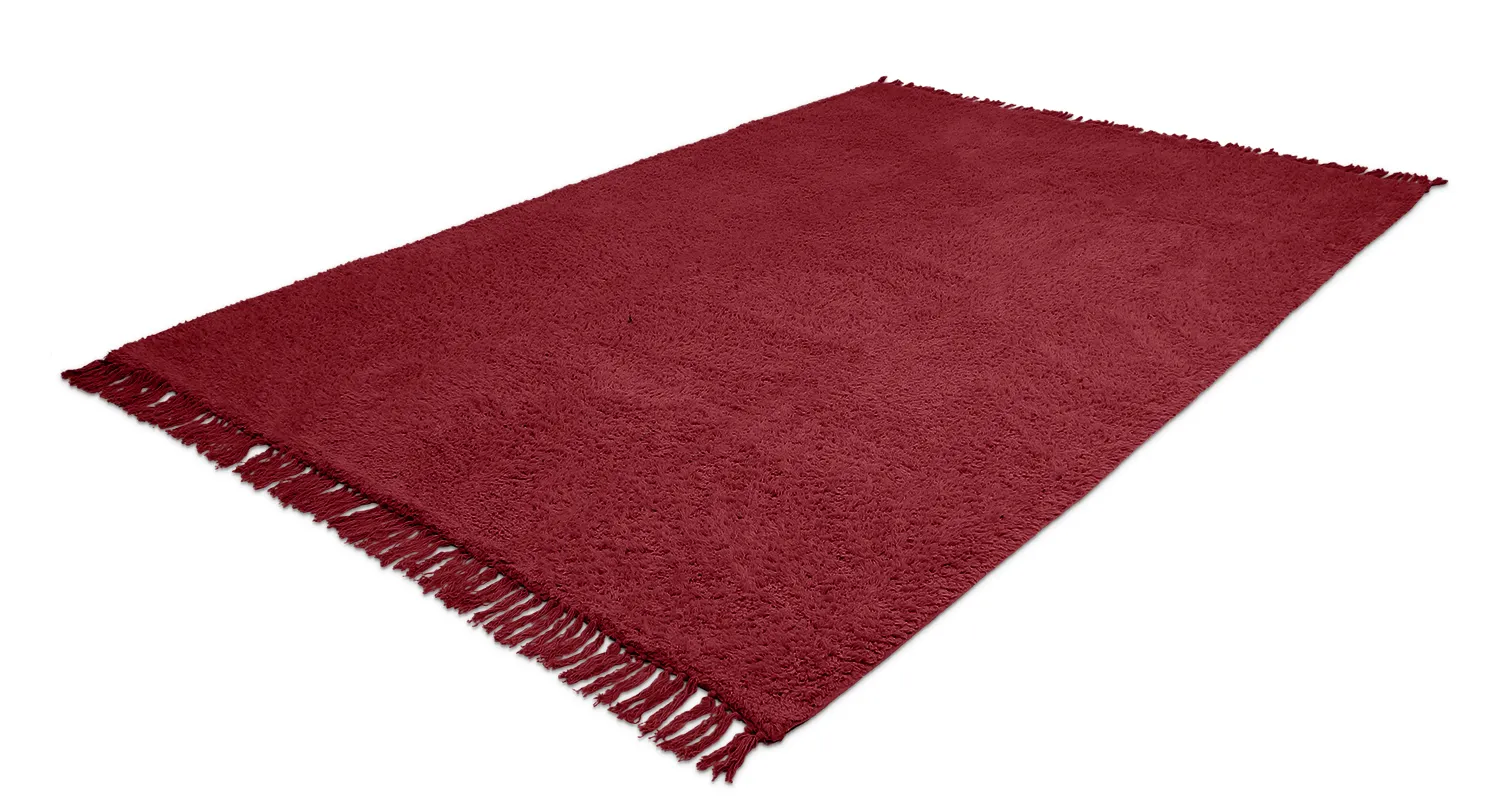 Shaggy rugs - Alba Natural Cotton Shaggy (burgundy)