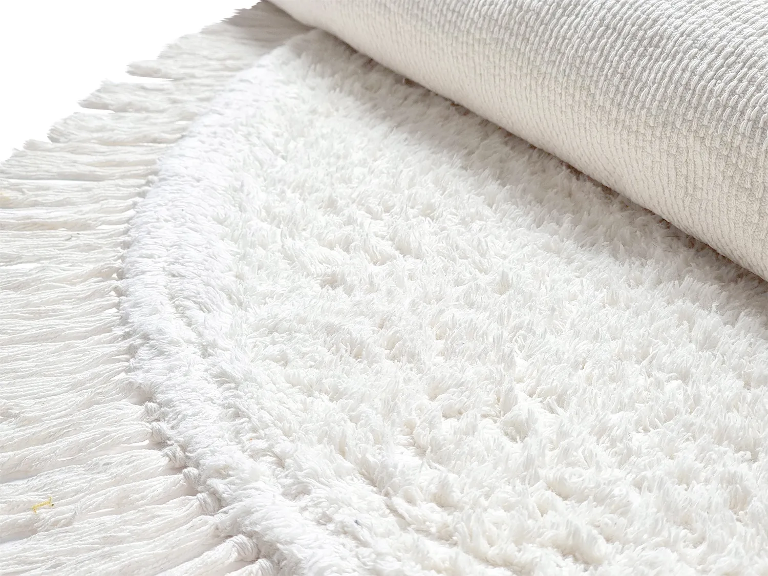 Round rug - Alba Natural Cotton Shaggy (white)