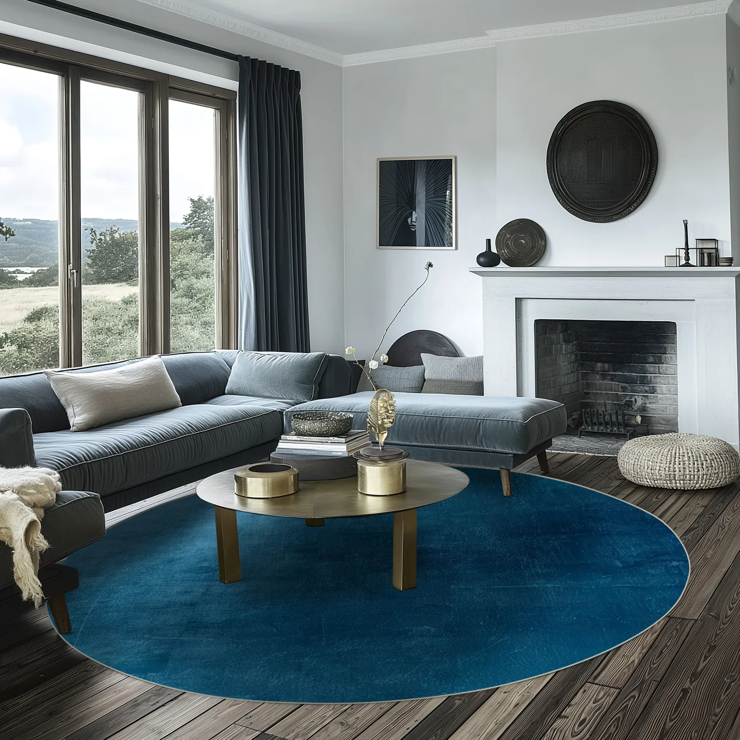 Round rug - Artena (dark blue)