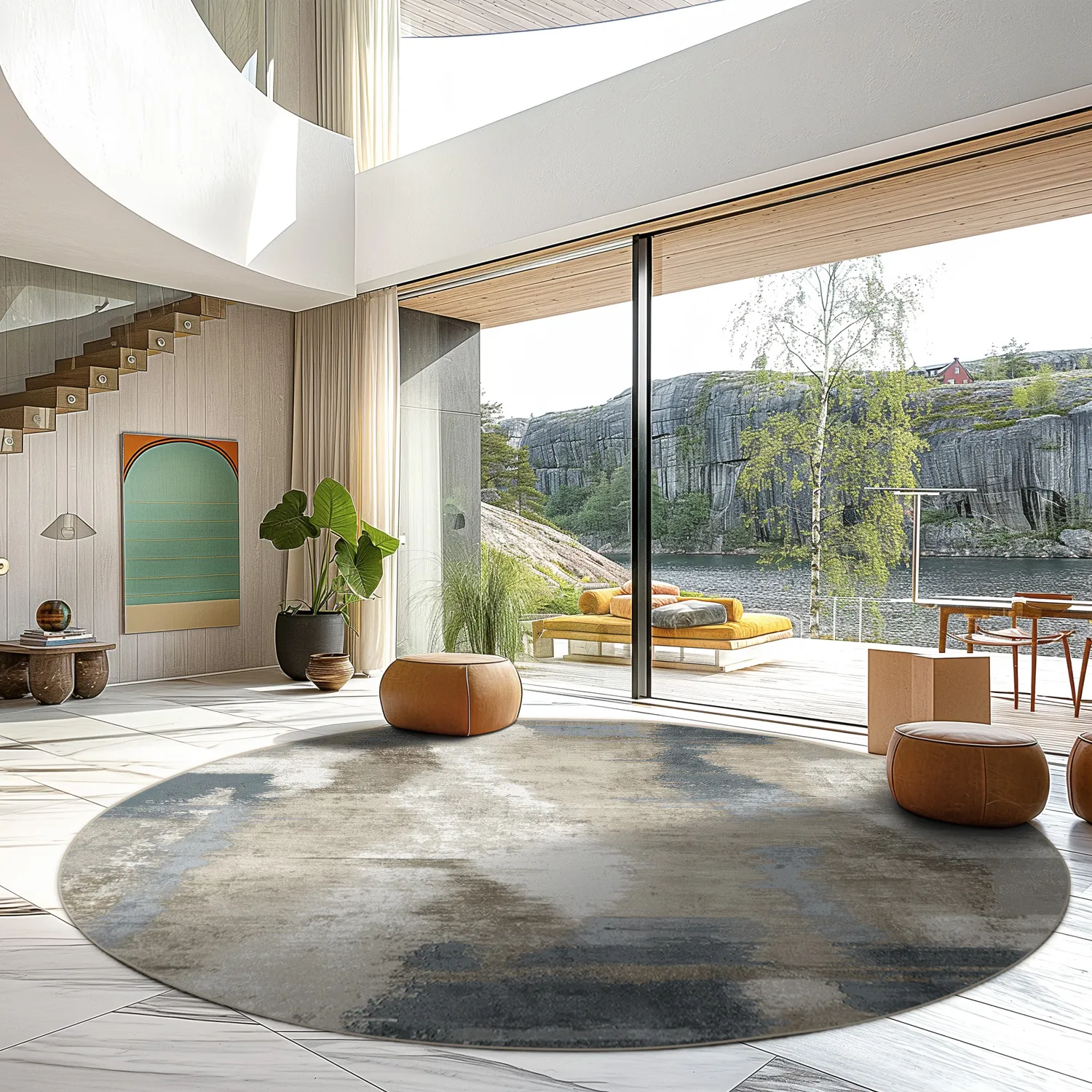 Round rug - Arwen (blue/multi)