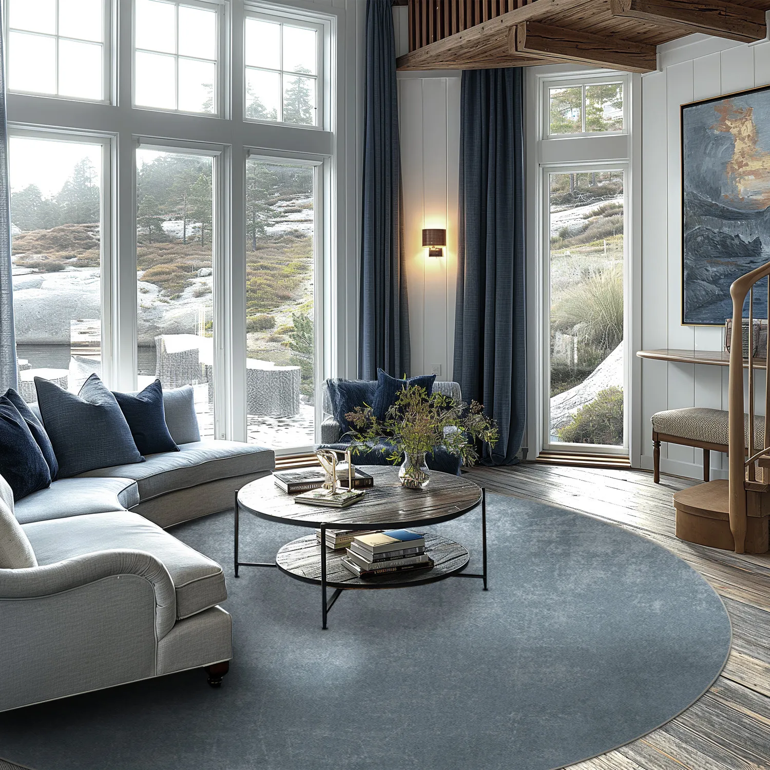 Round rug - Lynton (blue)