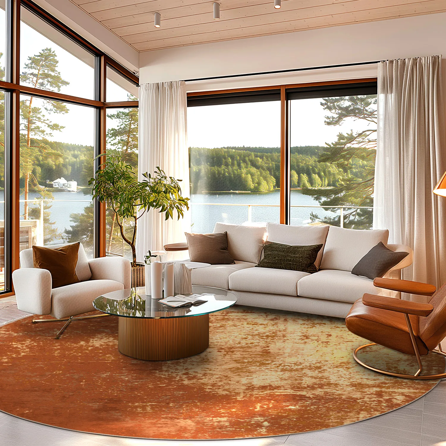 Round rug - Lynton (terra cotta)