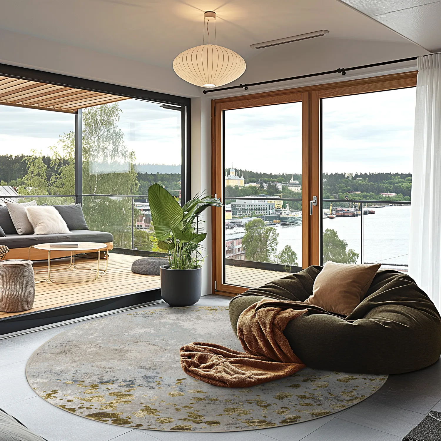 Round rug - Maude (grey/gold)