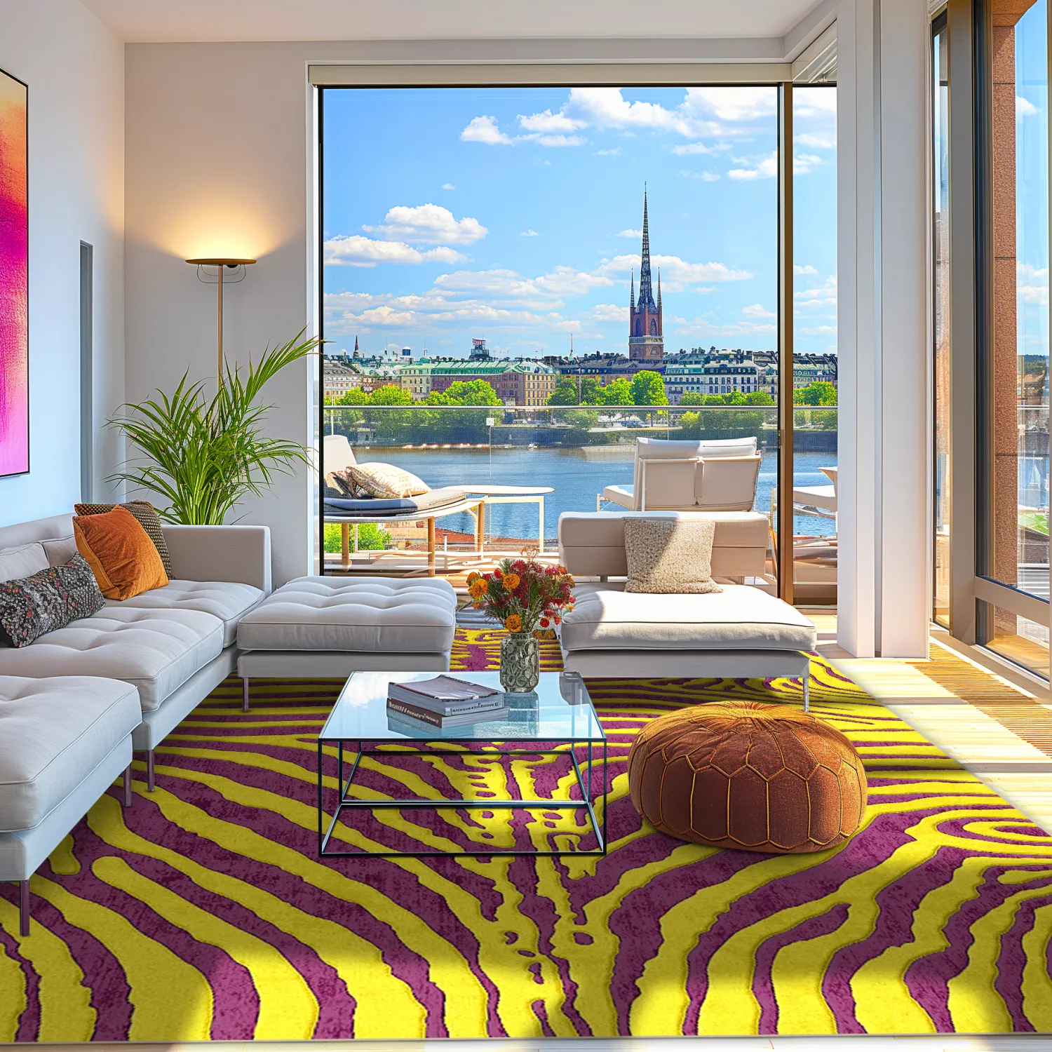 Wilton rug - Zebra (yellow/purple)