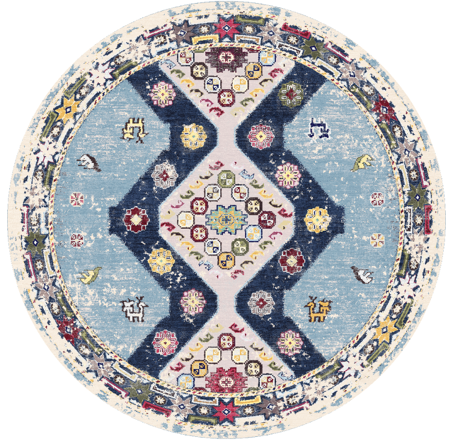 Round rug - Mazzarino (blue/multi)
