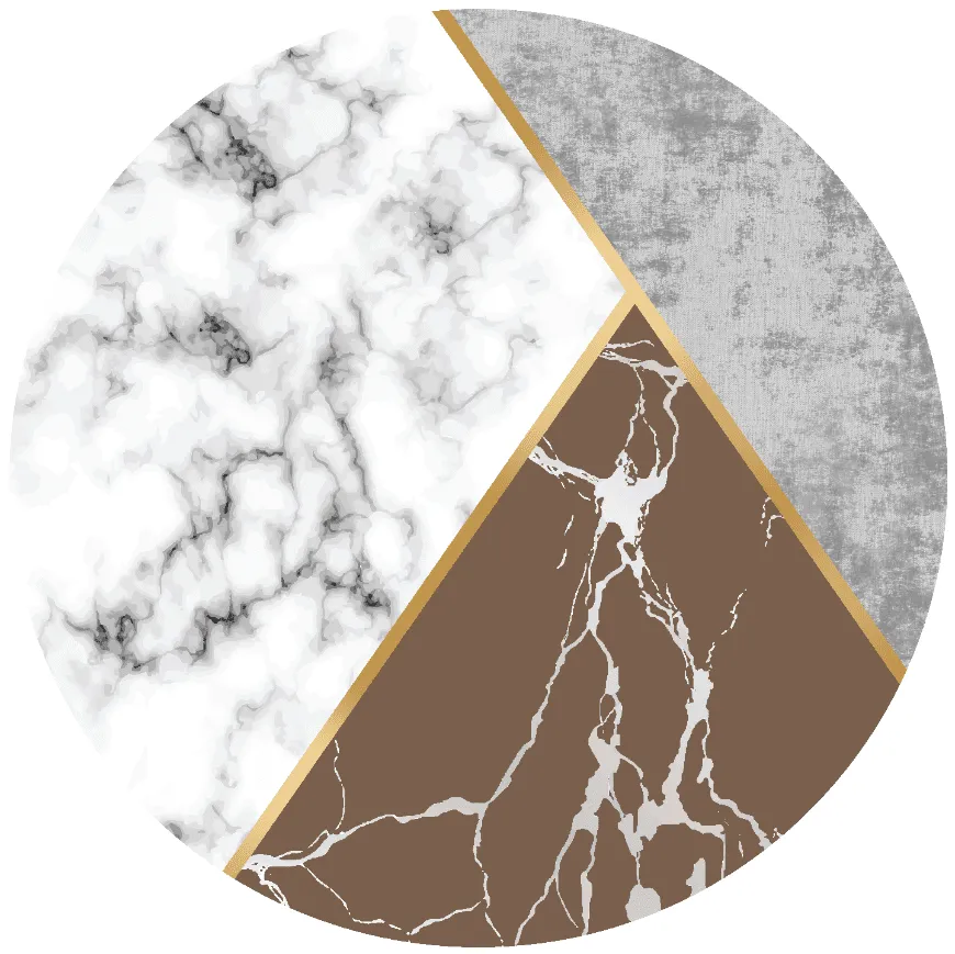 Round rug - Savino (grey/white/brown)